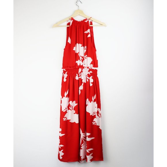 NWT Joie Jerelle Dress 100% Silk Sundress Tropic Red Floral Smocked Waist XS - Picture 8 of 11